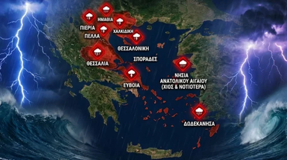 ΕΚΤΑΚΤΟ ΔΕΛΤΙΟ ΚΑΙΡΟΥ: ΠΟΥ ΘΑ ΧΤΥΠΗΣΟΥΝ ΟΙ ΚΑΤΑΙΓΙΔΕΣ ΣΗΜΕΡΑ