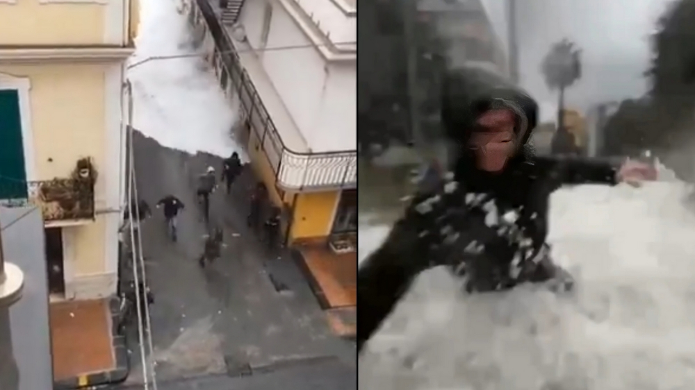 Απίστευτες εικόνες καταστροφής: Ο κυκλώνας Χάρι σήκωσε «τσουνάμι» μέσα στις πόλεις