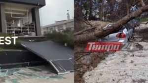 ΣΥΝΑΓΕΡΜΟΣ ΣΤΗΝ ΧΩΡΑ: Καταστροφές σε πασίγνωστη πόλη – Ξηλώθηκαν βιτρίνες 25 μέτρων, πτώσεις δέντρων και ανατροπές νταλίκας