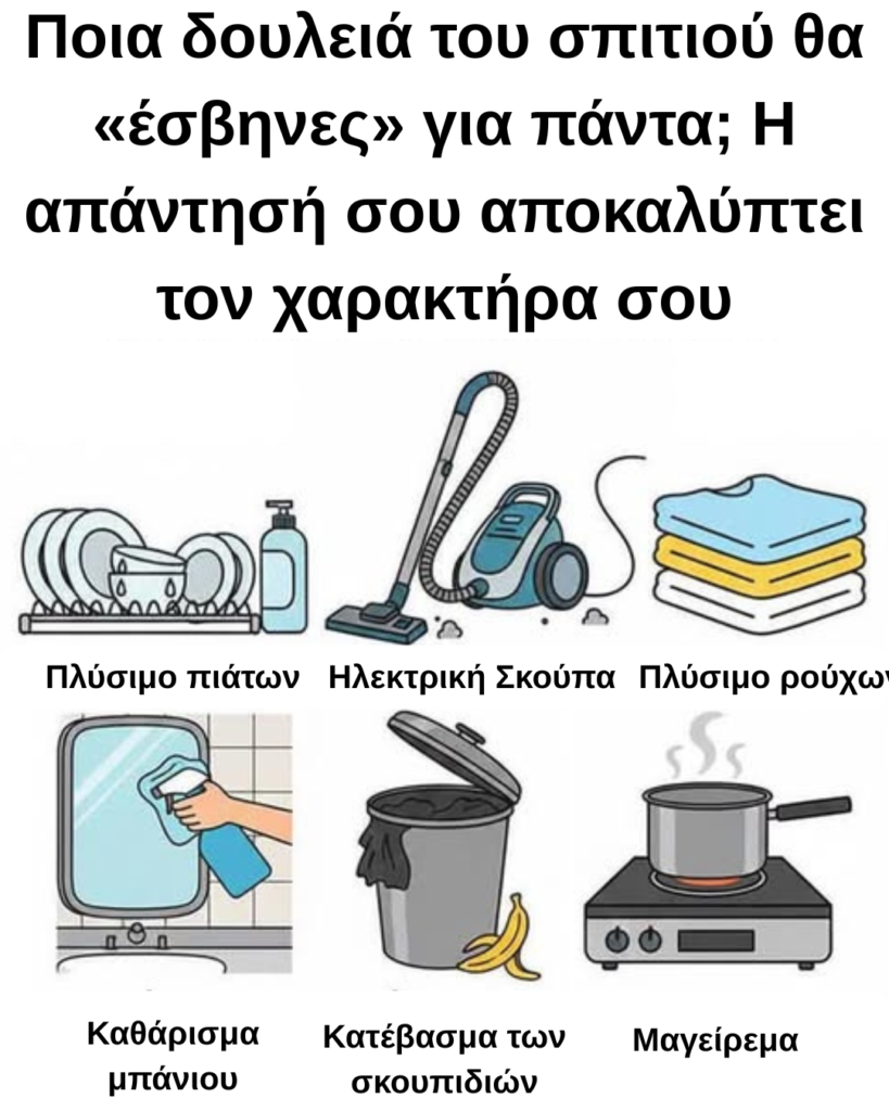 Ποια δουλειά του σπιτιού θα «έσβηνες» για πάντα; Η απάντησή σου αποκαλύπτει τον χαρακτήρα σου