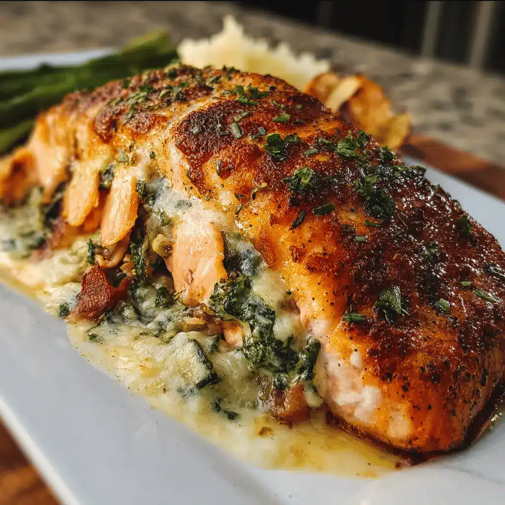 Γεμιστός Σολομός με Κρέμα Τυριού, Σπανάκι και Γαλοπούλα