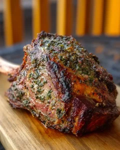 Tomahawk Rib Roast με Κρούστα από Βούτυρο, Σκόρδο και Βότανα