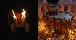 Άγιο Φως: Συγκλονίζει το θαύμα με τον σχισμένο κίονα στην είσοδο του Πανάγιου Τάφου