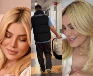 Λάμπει από ευτυxία: Οι πρώτες φωτογραφίες της Κατερίνας Καινούργιου μέσα από το μαιευτήριο