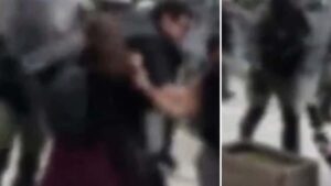 Αστυνομικός των ΜΑΤ έσπρωξε γυναίκα η οποία έπεσε με τον αυχένα σε ζαρντινιέρα