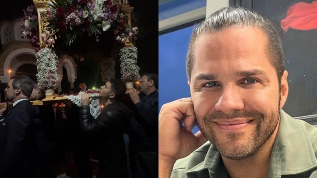 Ο Γιώργος Τσαλίκης στην Ιερά Μονή Φιλοθέης: Κρατάει μαζί με τους γιους του και τον Νικόλαο ντε Γκρες τον Επιτάφιο