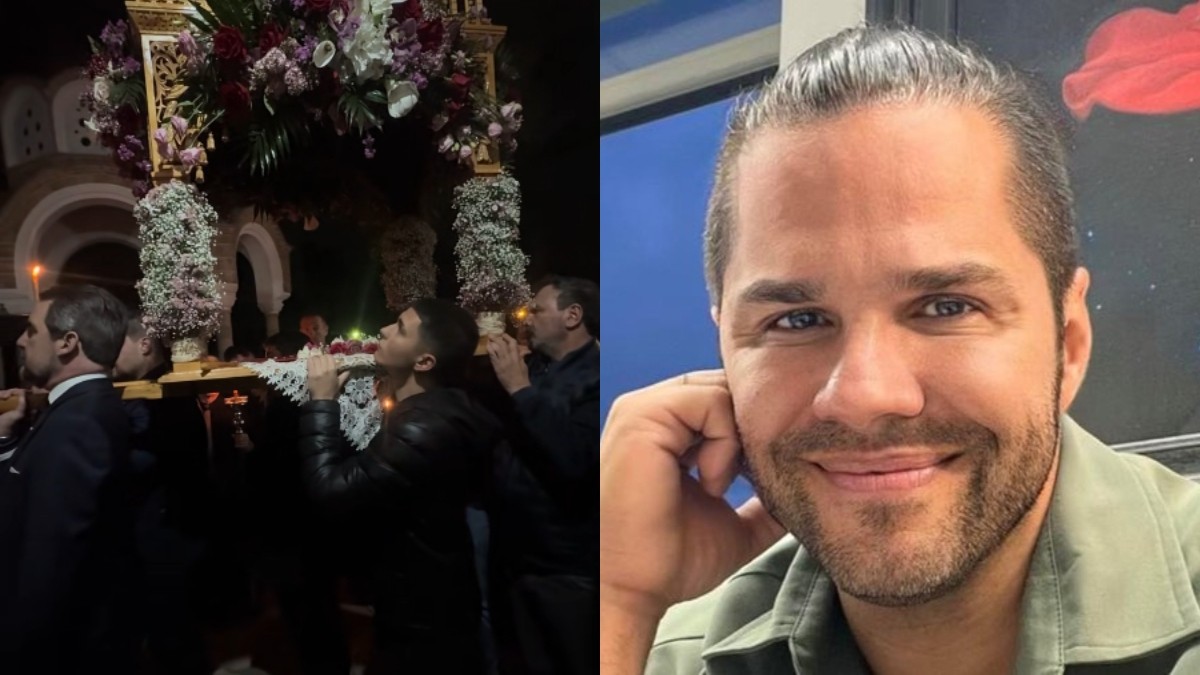 Ο Γιώργος Τσαλίκης στην Ιερά Μονή Φιλοθέης: Κρατάει μαζί με τους γιους του και τον Νικόλαο ντε Γκρες τον Επιτάφιο