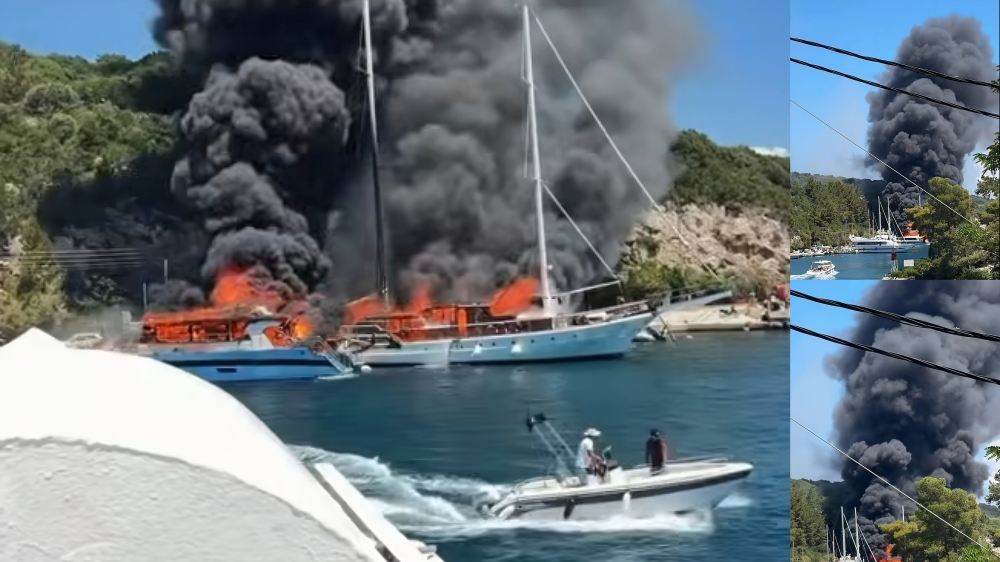 Φωτιά στο λιμάνι: Ένα σκάφος καταστράφηκε, βυθίστηκε ιστιοφόρο – Βούτηξε στη θάλασσα για να σωθεί ο καπετάνιος
