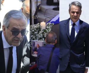 Κηδεία Νίκου Ταγαρά: Τυλιγμένο με ελληνική σημαία το φέρετρο – Παρών Μητσοτάκης, Σαμαράς – Φωτoγραφίες