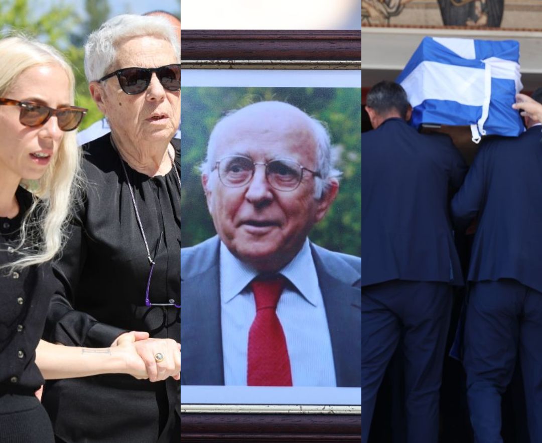 Κηδεία Γιώργος Σουφλιάς: Βαρύ το κλίμα, υποβασταζόμενη η σύζυγός του - Φωτογραφίες