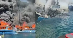 Σκηνές θρίλερ στους Παξούς: Ανατριχίλα με τον καπετάνιο που αψήφησε τις φλόγες για να σώσει τους επιβάτες του (Βίντεο)