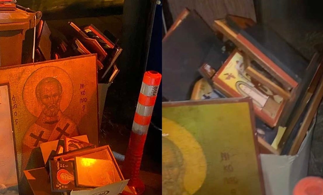Αδιανόητες εικόνες σε ελληνική πόλη - Δεκάδες εικόνες με Αγίους και εκκλησιαστικά βιβλία βρέθηκαν πεταμένα στα σκουπίδια