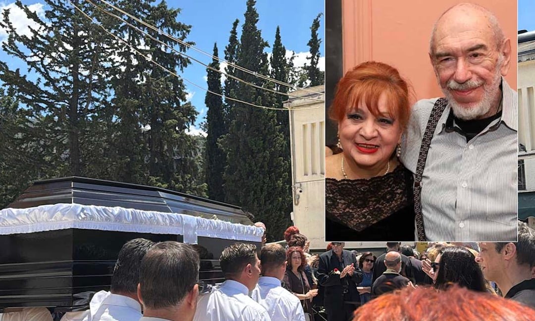 Θλίψη στην κηδεία του ηθοποιού Σωτήρη Τσόγκα - Συντετριμμένη η σύζυγός του, Μαίρη Ραζή