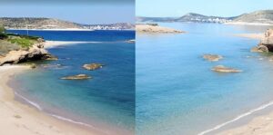 Γαλαζοπράσινα, πεντακάθαρα νερά, ήσυχο τοπίο και μοναδική θέα – Η κρυφή παραλία στην Αττική, μόλις 45 λεπτά από το κέντρο της Αθήνας