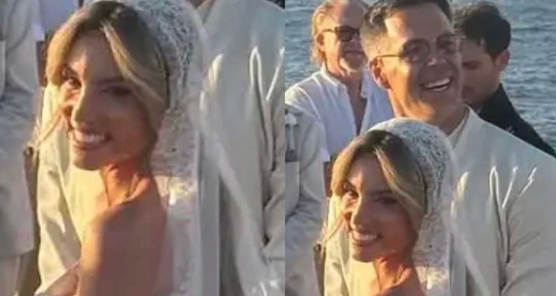 Αθηνά Οικονομάκου: Η πρώτη φωτογραφία από τον γάμο της με τον Μπρούνο Τσερέλα στην Πάρο ,τα δάκρυα χαράς και το νυφικό