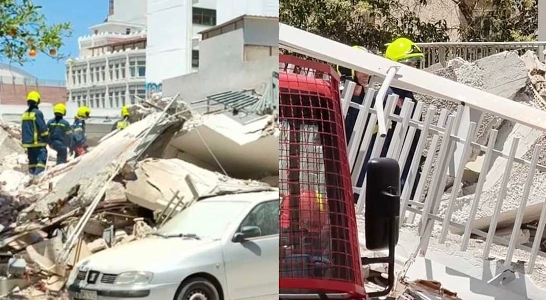 Εικόνες σοκ από την κατάρρευση πολυκατοικίας στα Πετράλωνα