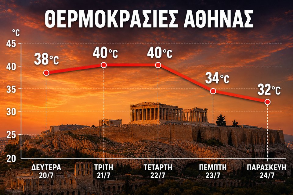 Γιάννης Καλλιάνος: Αναλυτικά γραφήματα – Πώς θα κινηθεί ο καύσωνας σε 10 μεγάλες ελληνικές πόλεις