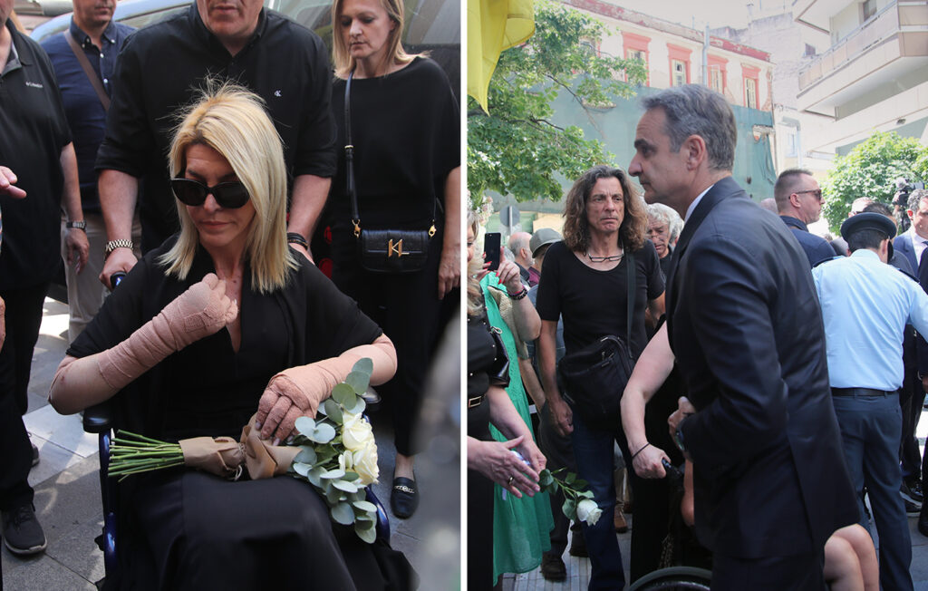 Θρήνος στην κηδεία της Βάγιας Νέστορα: Με γάζες στα χέρια και σε αναπηρικό αμαξίδιο η κόρη της, Αφροδίτη
