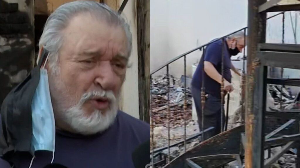 Συγκλονίζει η εικόνα του Τάσου Χαλκιά στα αποκαΐδια του σπιτιού του