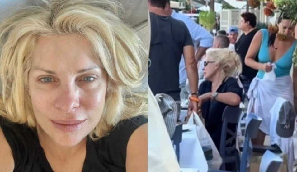 «Μποτιλιάρισμα» στην Κεφαλονιά για την… Μενεγάκη: Εμφανίστηκε ντυμένη έτσι, με τα μαλλιά πιασμένα πάνω και άβαφη, για να φάει στο Φισκάρδο και προκάλεσε… χαμό