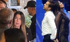 Συντετριμμένη η Άντζελα Δημητρίου στη λαϊκή αγρυπνία για τον Γιώργο Μαζωνάκη –  Μαζί της ήταν και η κόρη της 