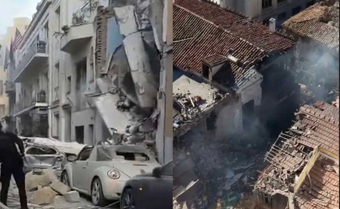 Κατέρρευσε διώροφο κτήριο μετά από ισχυρή έκρηξη στην Πλάκα - Αδιανόητες εικόνες στο κέντρο της Αθήνας